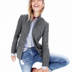 J. Crew Herringbone Tweed Schoolboy Blazer, Grey, Size 10, EUC